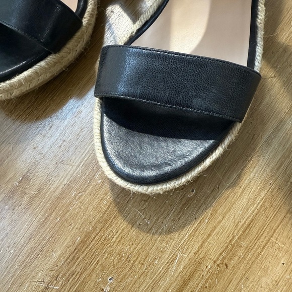 STUART WEITZMAN LEXIA BLACK LEATHER WOVEN HEEL ESPADRILLE SANDALS SIZE 10 - Picture 5 of 7